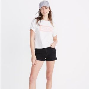 High-Rise Denim Shorts Lunar Wash RawHem Edition